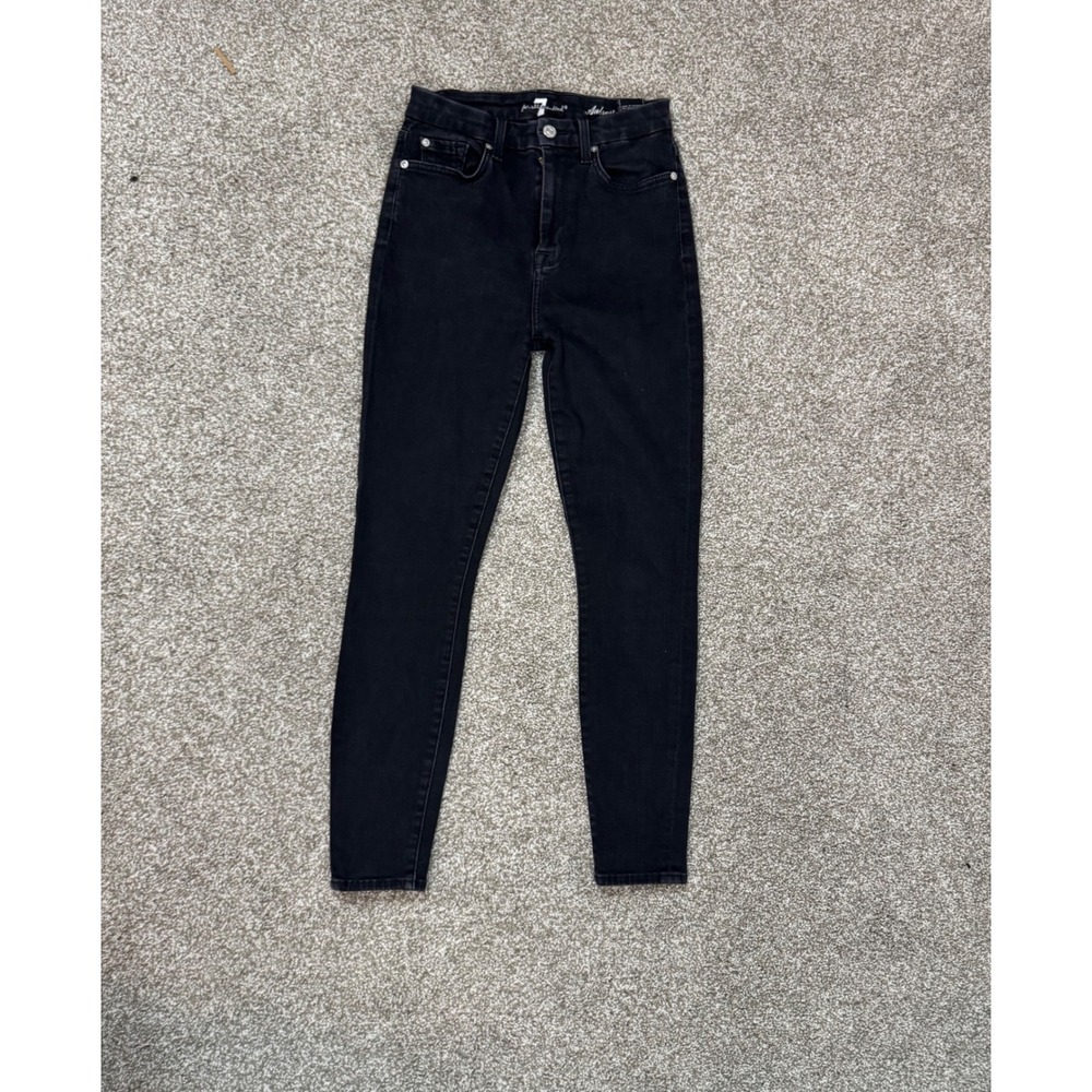 7 For All Mankind Aubree High Waisted Skinny Jeans Black Denim 27